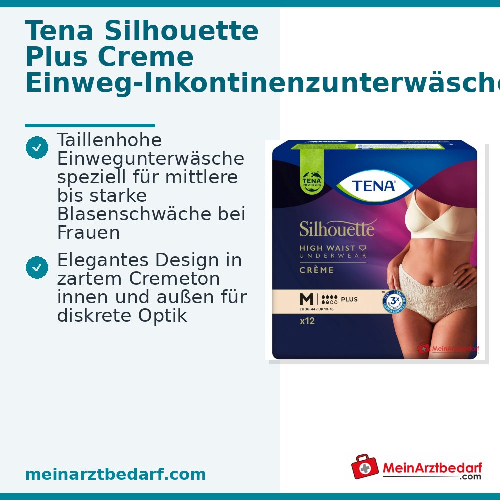 TENA Silhouette Plus Crème M incontinentiebroekje Wegwerpbroekje heuphoog voor vrouwen