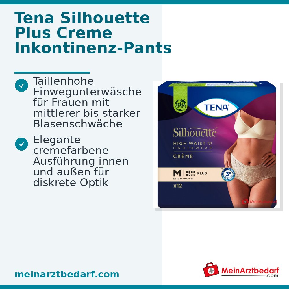 TENA Silhouette Plus Crème M incontinentiebroekje Wegwerpbroekje heuphoog voor vrouwen