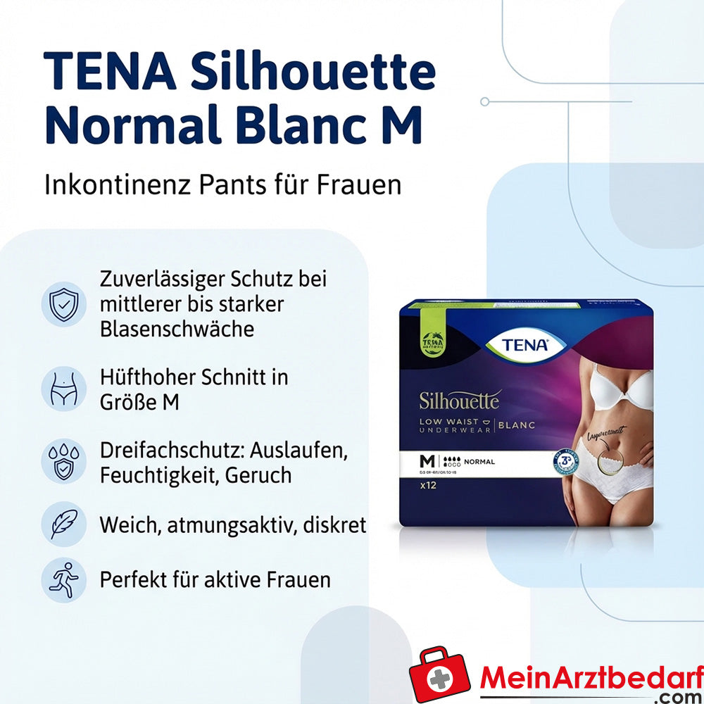 Pantaloni per incontinenza TENA Silhouette Normal Blanc taglia M debolezza vescicale da moderata a grave