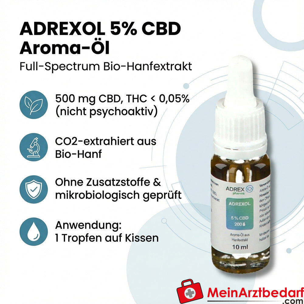 Adrexol CBD 5% Olejek aromatyczny z kannabidiolem, 10 ml