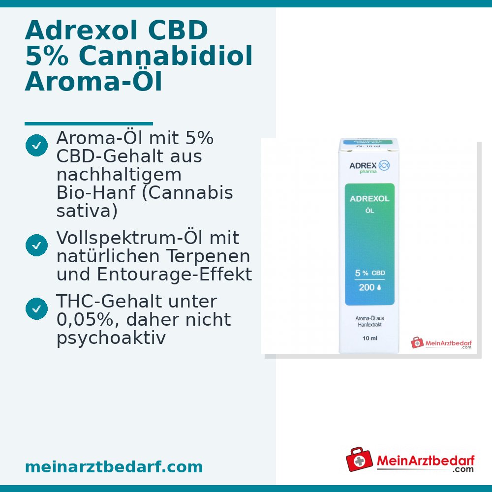 Adrexol CBD 5% Olejek aromatyczny z kannabidiolem, 10 ml