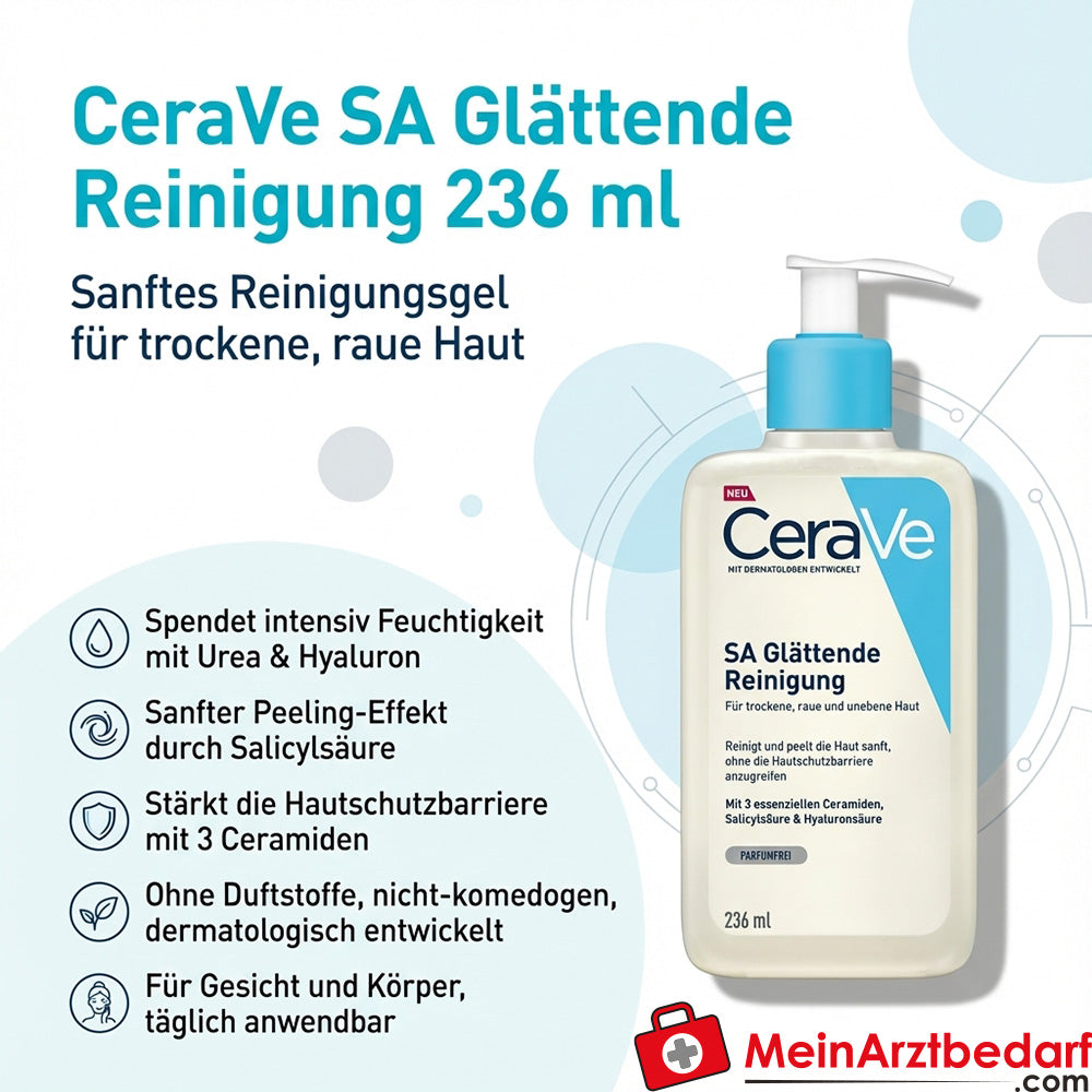 CeraVe SA Glättende Reinigung Salicylsäure Urea Hyaluron Reinigungsgel 236 ml