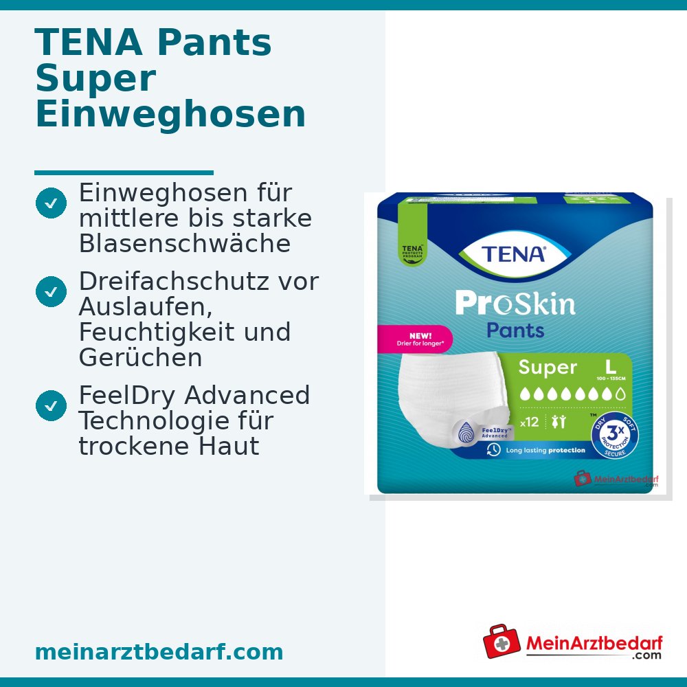 TENA Pants Super Einweghosen Large, 48 St. (4x12 St.)
