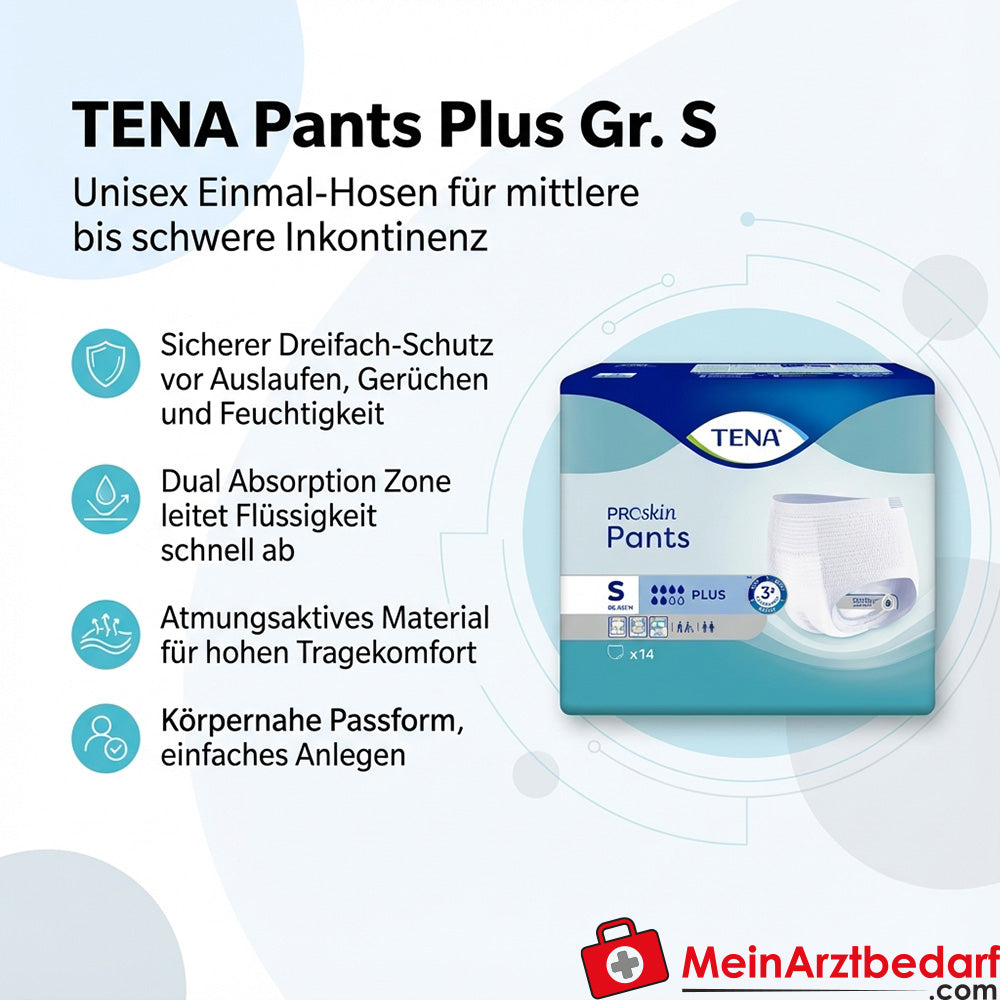 TENA Pants Plus Einweghosen Gr. S Unisex für mittlere/schwere Inkontinenz