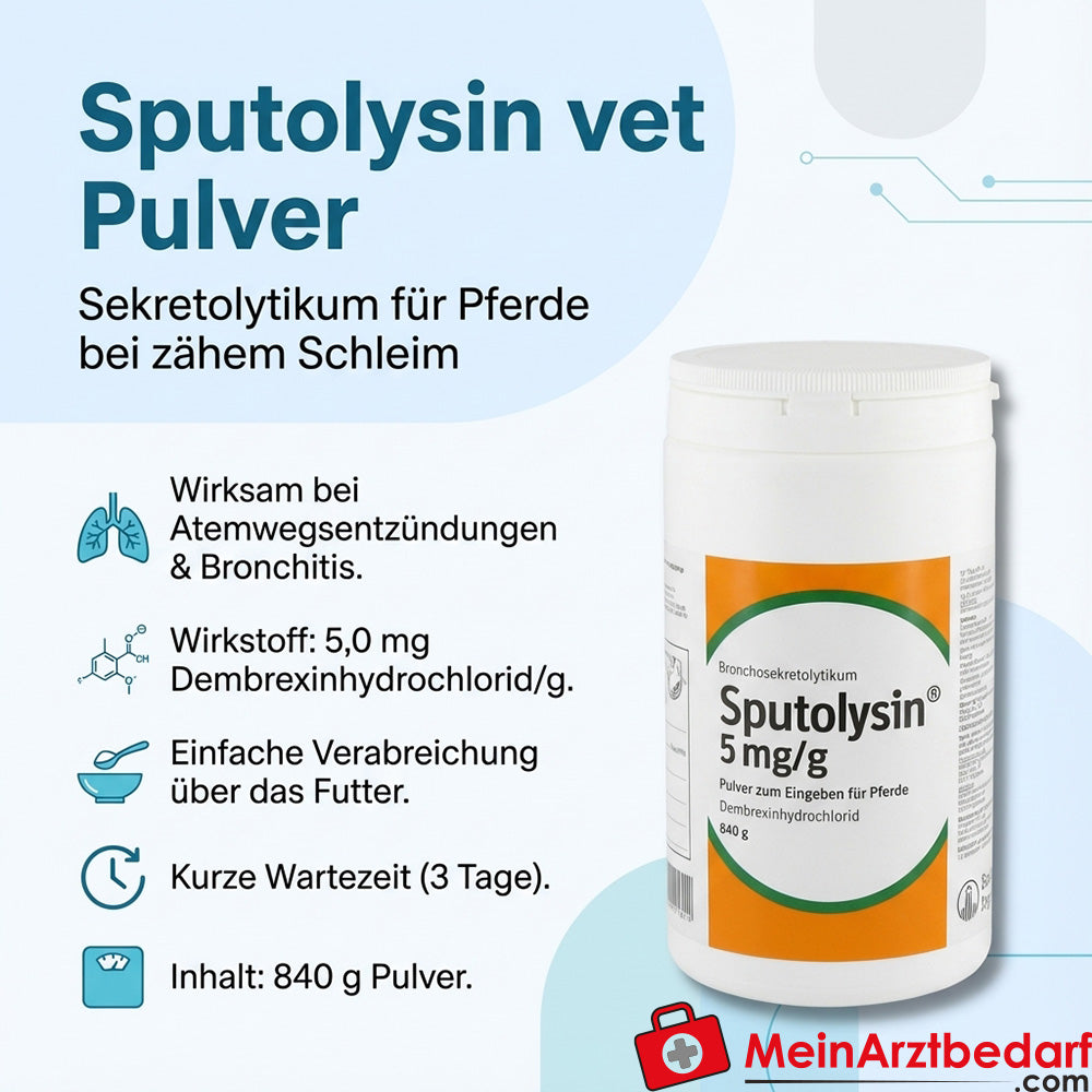 Sputolysin vet poeder 5,0 mg dembrexin hydrochloride/g voor paarden 840 g