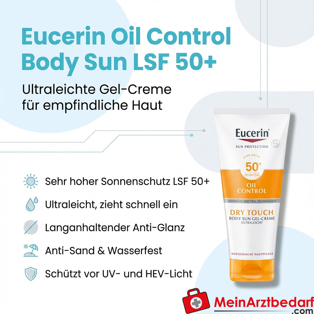 Eucerin Oil Control Body Sun Dry Touch Gel-Crema FPS 50+ 200 ml mate resistente al agua