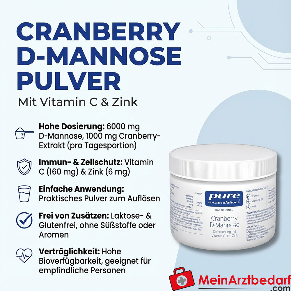 Pure Encapsulations Cranberry D-Mannose Powder D-Mannose 6000 mg Estratto di Cranberry 1000 mg 37 g