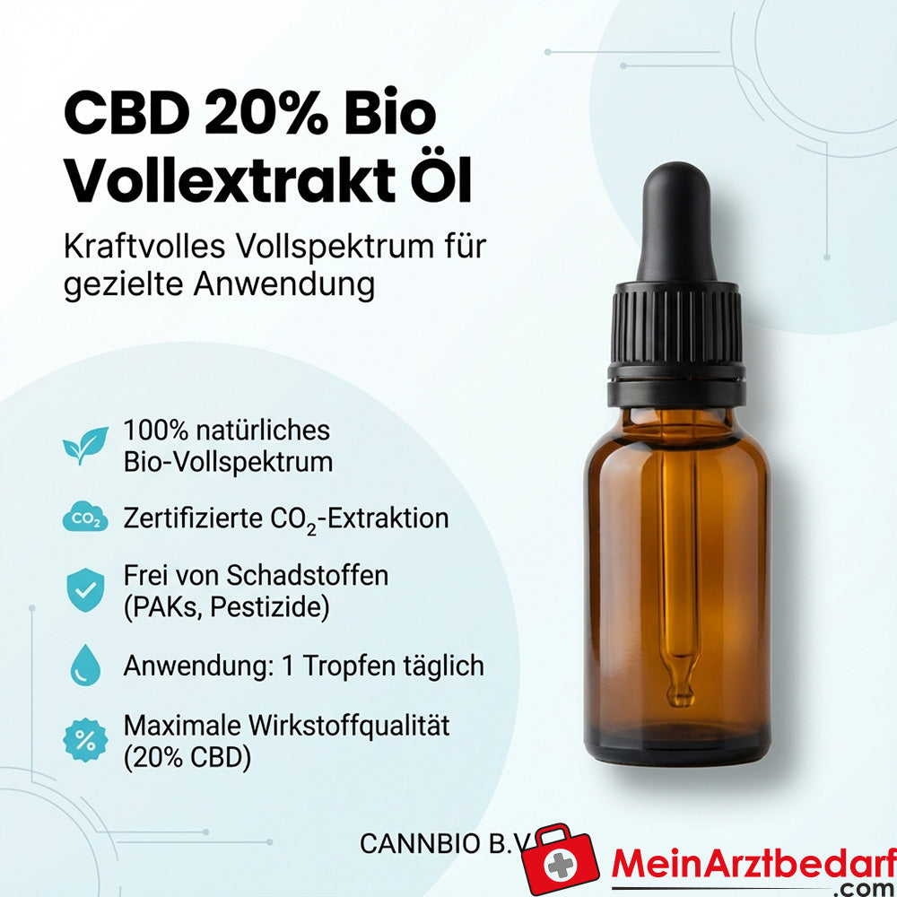 CANNBIO CBD 20% Huile entière bio Flacon compte-gouttes