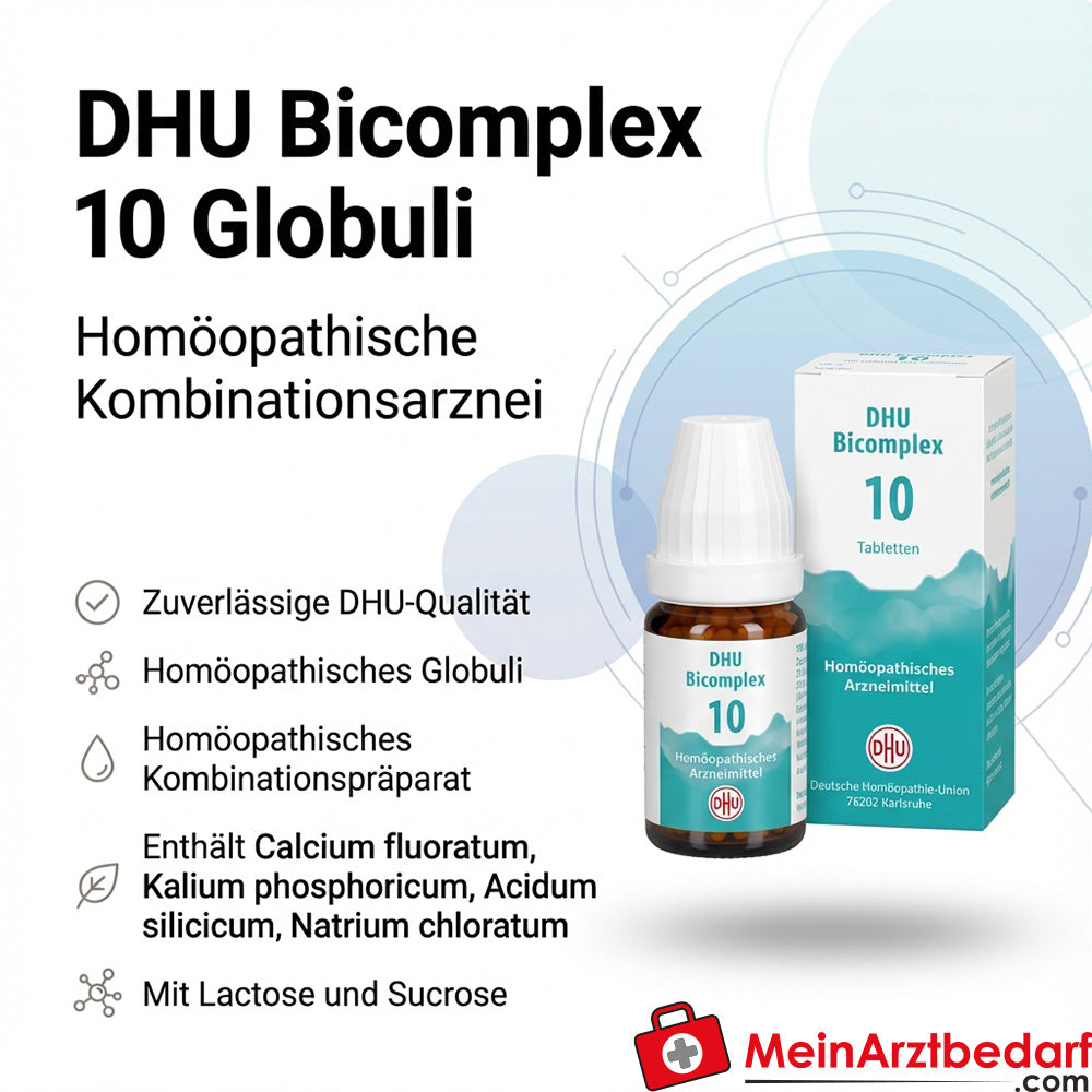 DHU Bicomplex 10 globuli Calcium fluoratum D12, Potassium phosphoricum, Acidum silicicum D12, Sodium chloratum D6