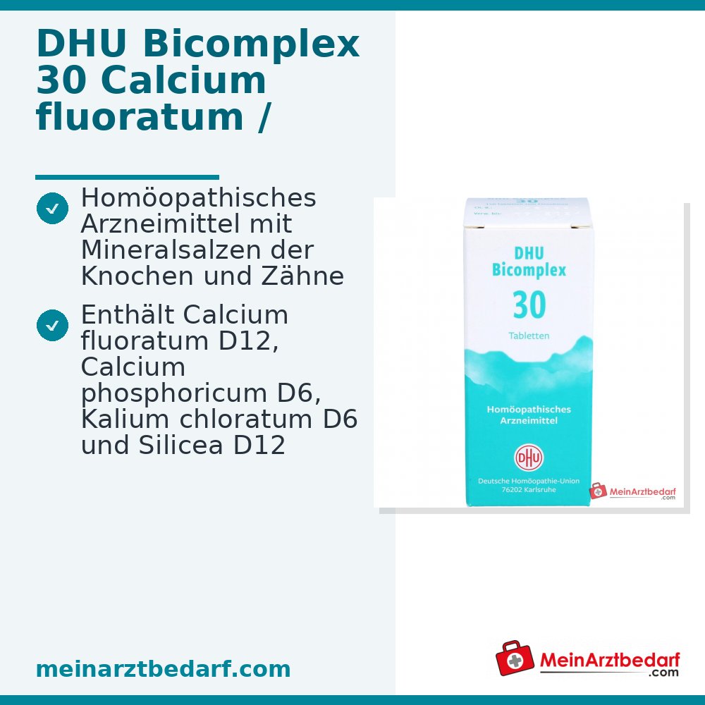 DHU Bicomplex 30 Comprimés 25 mg - Kalium chloratum D6 / Calcium fluoratum D12 / Calcium phosphoricum D6 / Acidum silicicum D12 Boîte