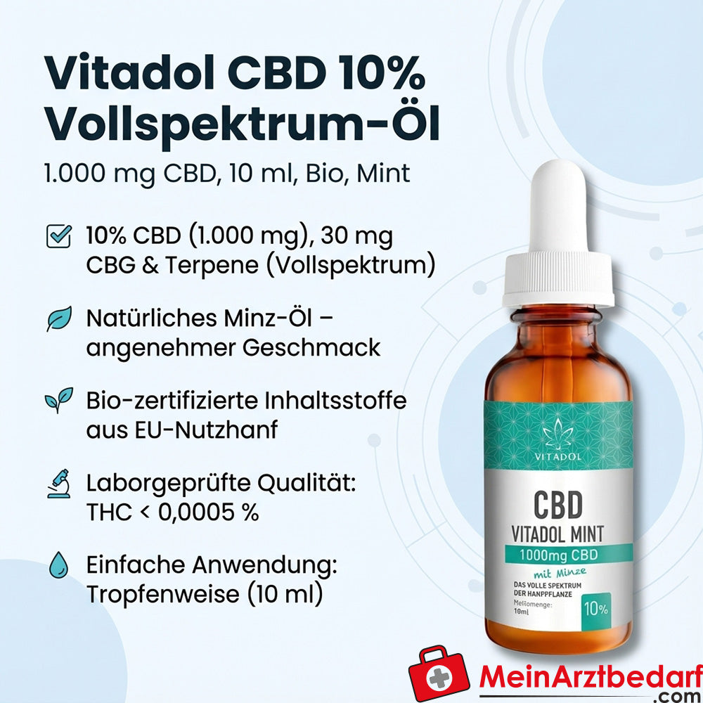 Vitadol CBD 10% (1000 mg) organiczny olej o pełnym spektrum działania 10 ml