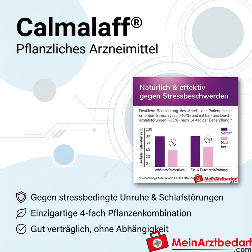 Calmalaif kruidengeneesmiddel (valeriaan, passiebloem, zwarte brandnetel, meidoorn) omhulde tabletten