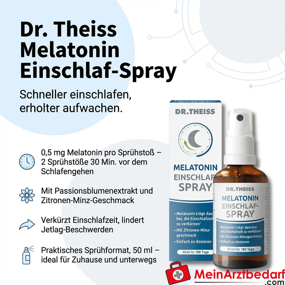 DR. THEISS Melatonin Sleep Spray 0,5 mg per spray con estratto di passiflora, 50 ml