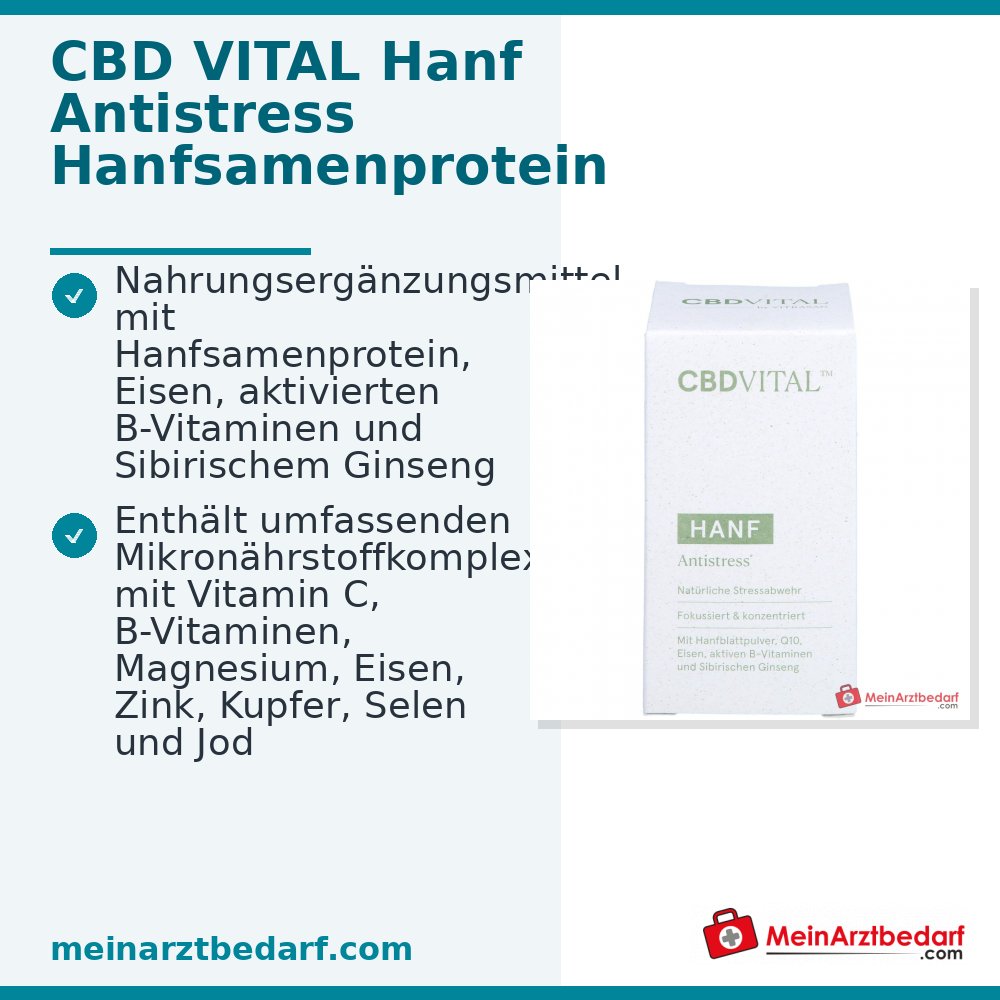 CBD VITAL cápsulas antiestrés de cáñamo con hierro, vitaminas del grupo B activadas y ginseng siberiano 60 cápsulas