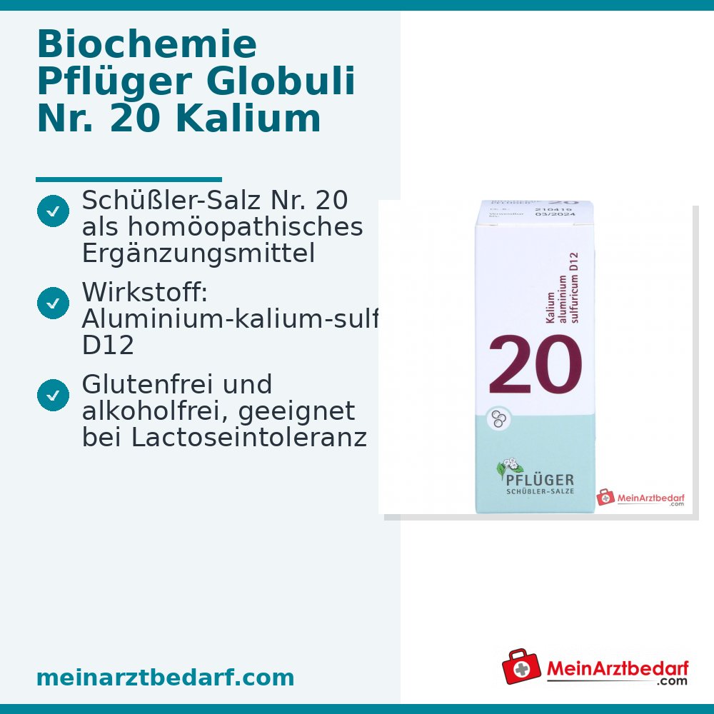 Biochemie Pflüger Globuli n° 20 Kalium aluminium sulfuricum D12, granules de 15 g