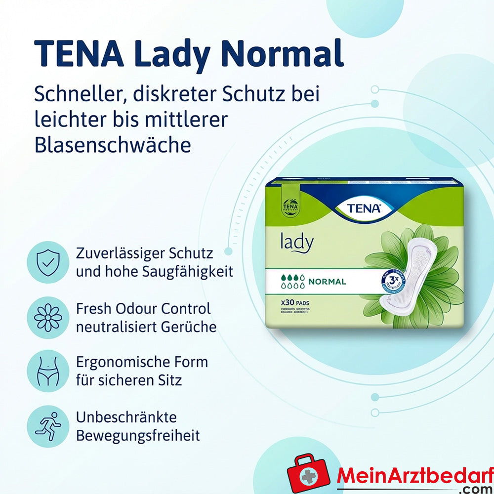 TENA Lady Normal inlegkruisjes voor vrouwen lichte tot middelmatige incontinentie 30 stuks