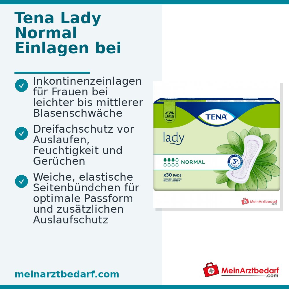 TENA Lady Normal inlegkruisjes voor vrouwen lichte tot middelmatige incontinentie 30 stuks
