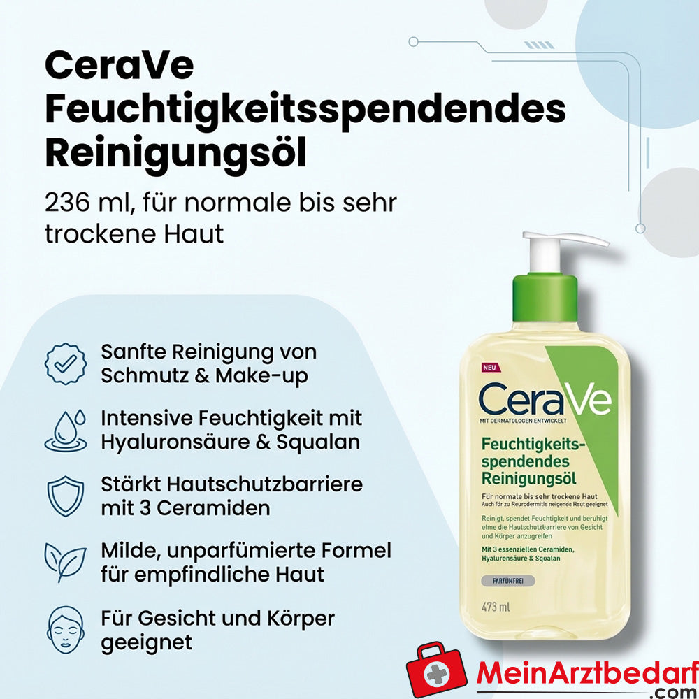 CeraVe vochtinbrengende reinigingsolie met 3 ceramiden & hyaluronzuur, 236 ml