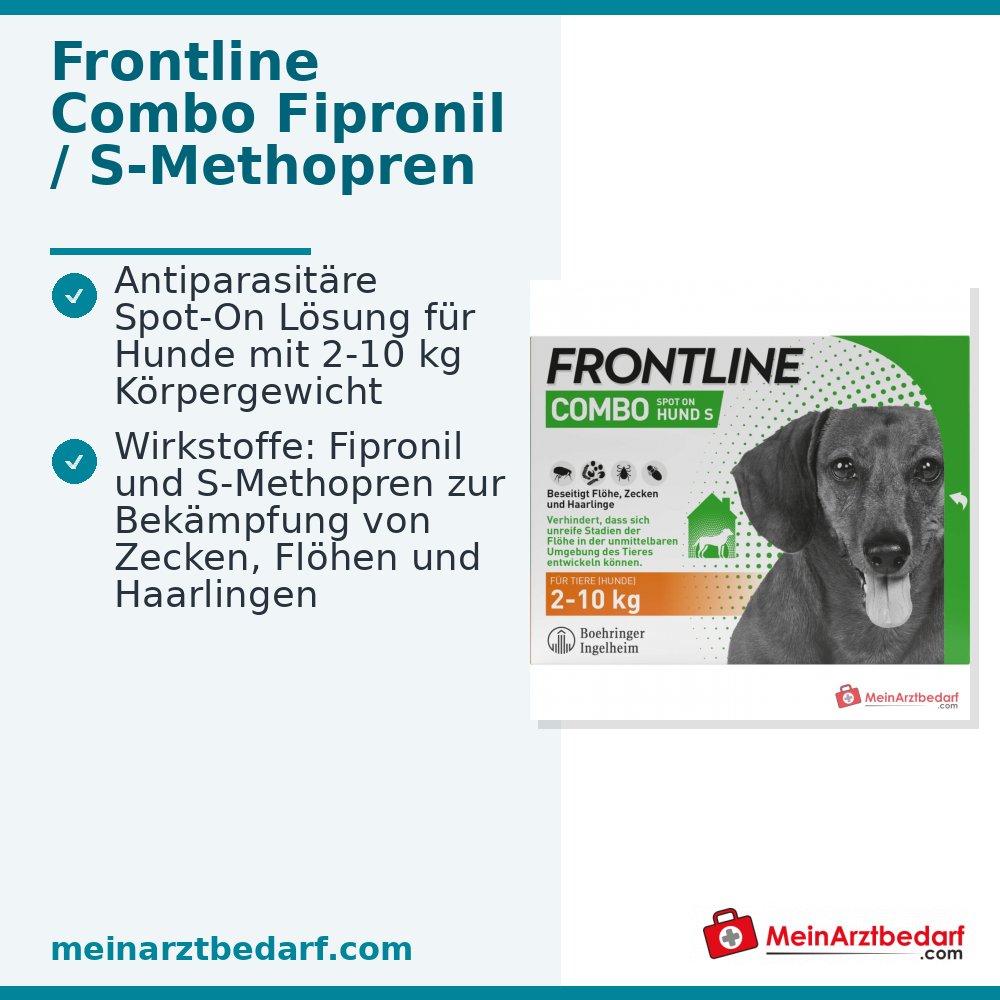 Frontline Combo Fipronil + (S)-Methopren Spot-On Lösung 6 Pipetten Hund S (bis 10 kg)