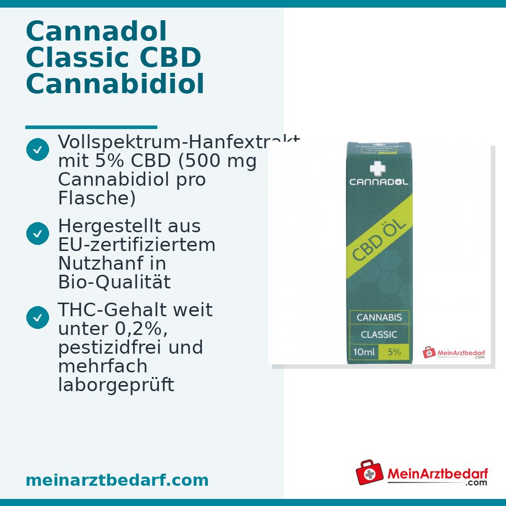 Cannadol Clásico CBD Extracto de Cáñamo Cannabidiol Gotas 5%, 10 ml