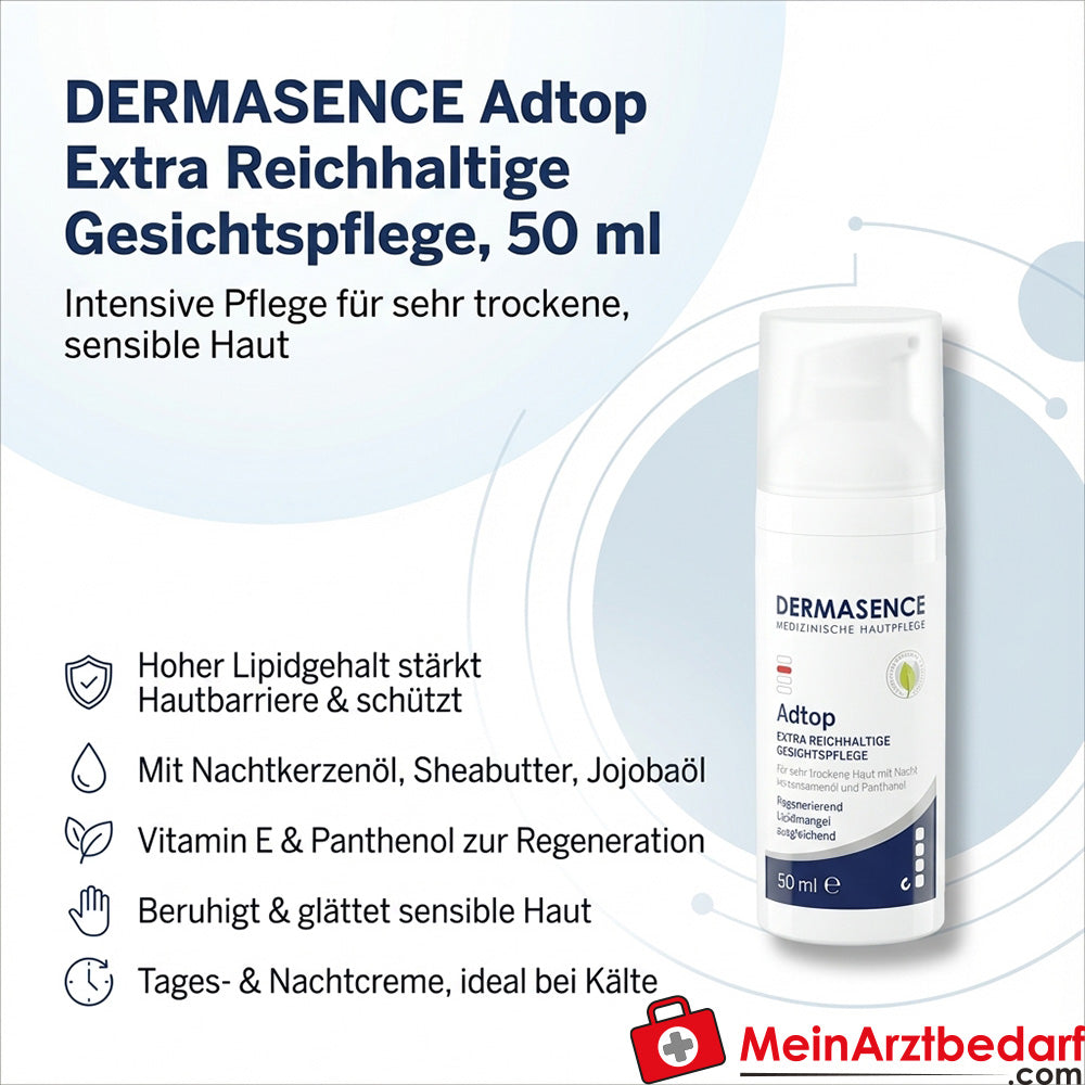 DERMASENCE Adtop Extra Reichhaltige Gesichtscreme 50 ml für sehr trockene, sensible Haut