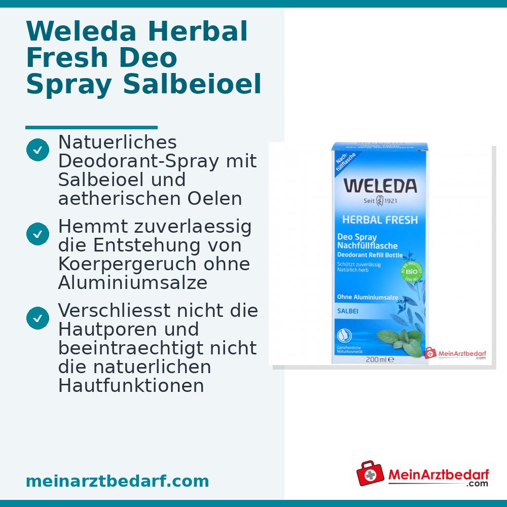 Weleda Herbal Fresh Deo Spray Salbeioel Nachfuellflasche, 200 ml