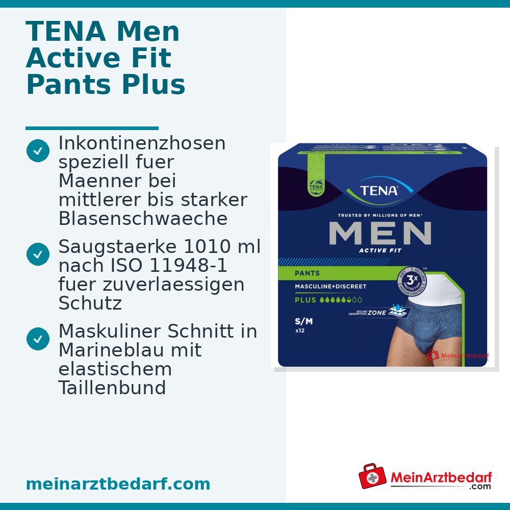 TENA Heren Active Fit Broek Plus wegwerpbroek S/M blauw