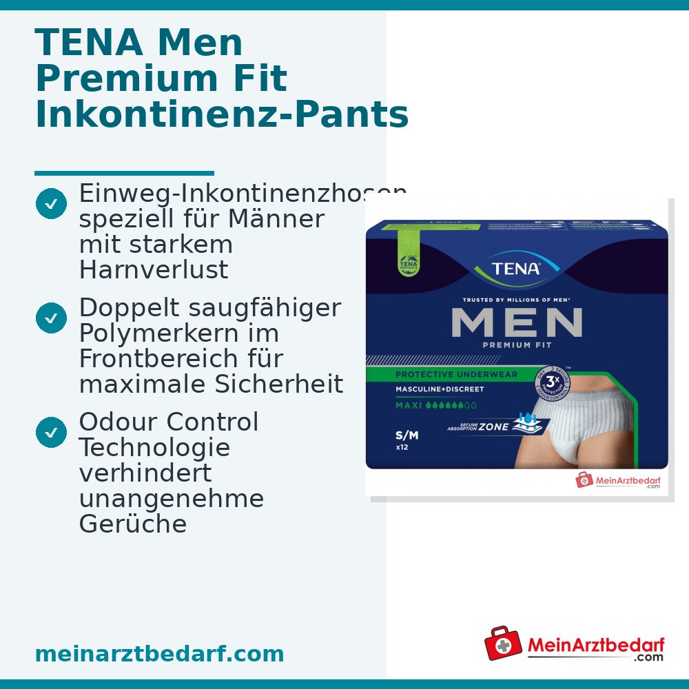 TENA Men Premium Fit Inkontinenz-Pants Maxi S/M, 48 St. (4x12 St.)