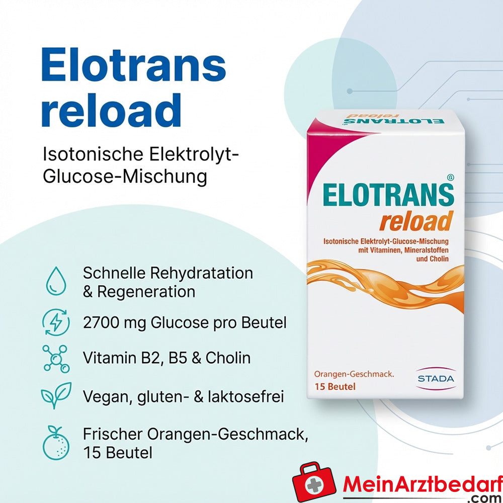 Elotrans reload Elektrolyt‑Glucose Trinkpulver 2700 mg Glucose/Beutel 15 x 7,57 g