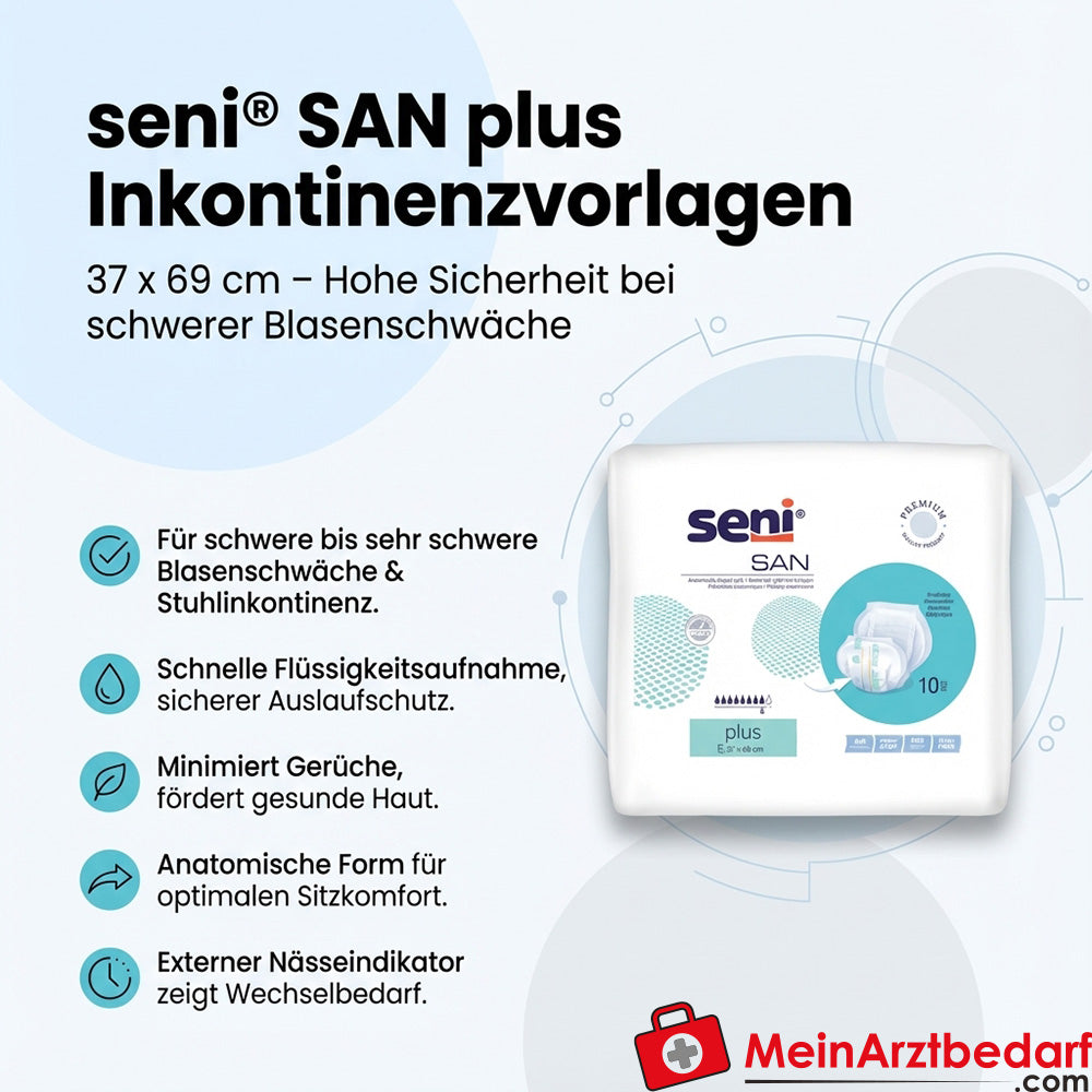Seni SAN plus Inkontinenzvorlage 37 x 69 cm anatomisch mit Nässeindikator