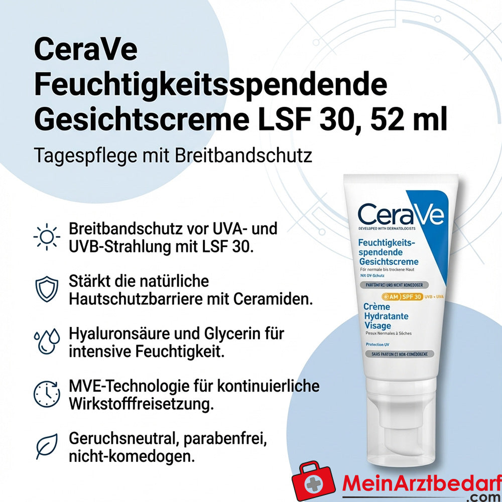 CeraVe Feuchtigkeitsspendende Gesichtscreme LSF 30 Tagescreme 52 ml