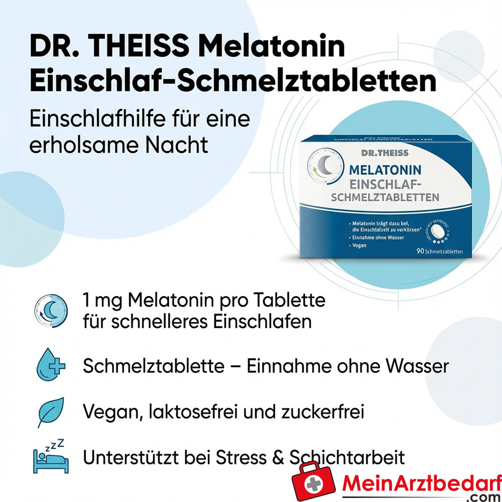 Dr. Theiss Melatonine Inslaapsmelt-tabletten 1 mg, 90 stuks.