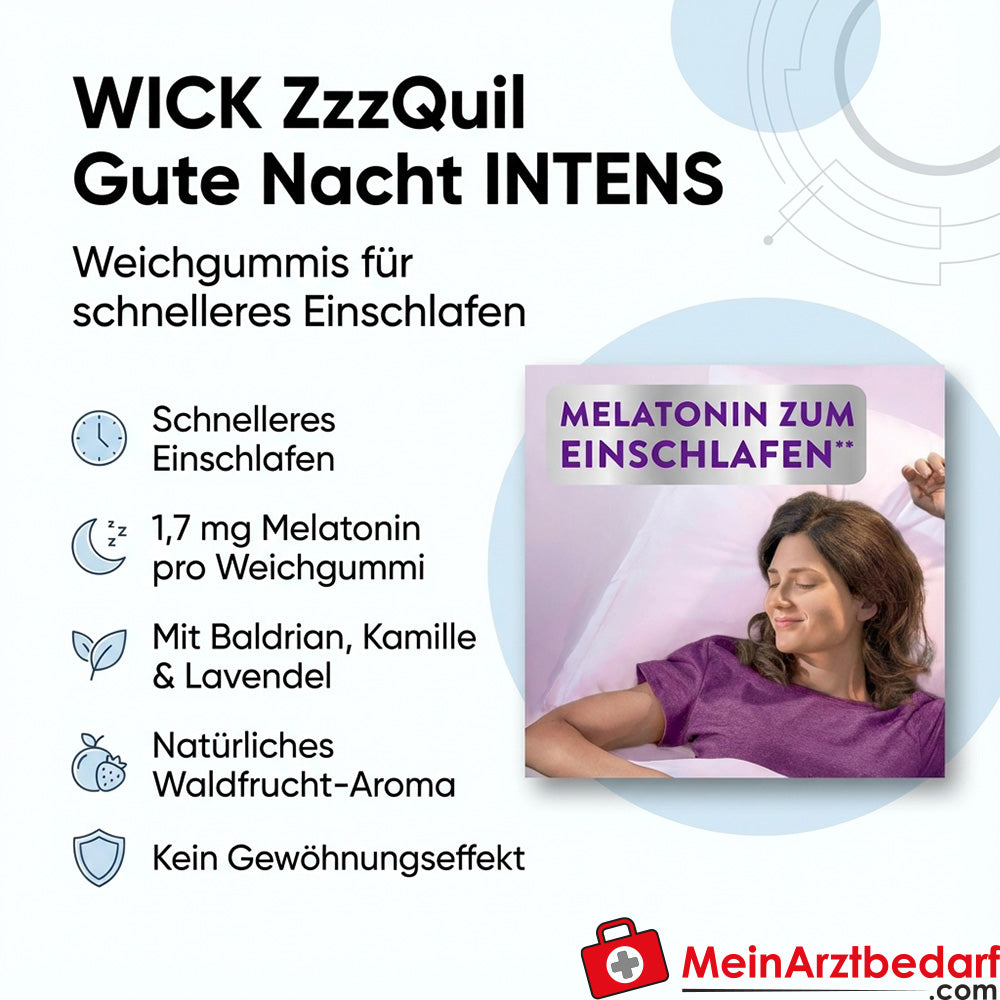 WICK ZzzQuil Bonne Nuit Intensité Mélatonine 1,7 mg Gommes souples 30 pièces