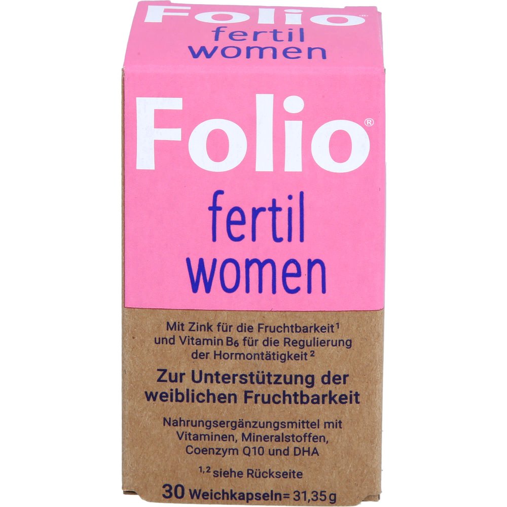 Folio fertil vrouwen soft capsules 35 mg co-enzym Q10, 0,45 mg foliumzuur, 30 stuks.