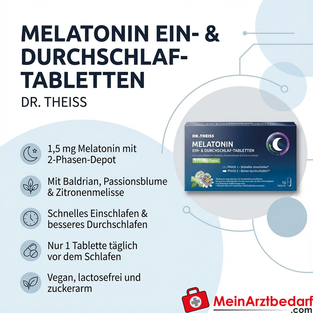 Dr Theiss Melatonina in compresse per addormentarsi e rimanere addormentati 1,5 mg compresse 30 pezzi