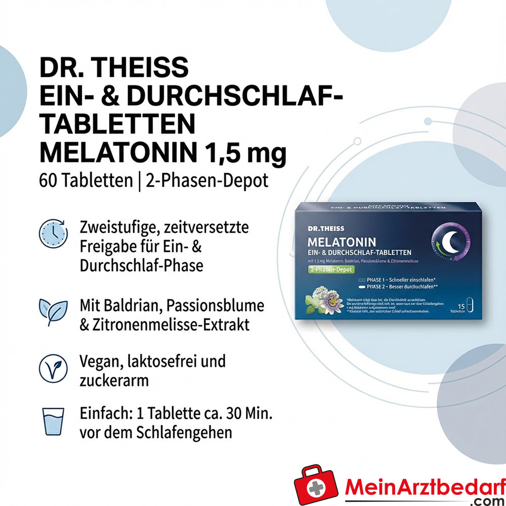 Dr Theiss Melatonina 1,5 mg compresse per addormentarsi e rimanere addormentati 60 pezzi