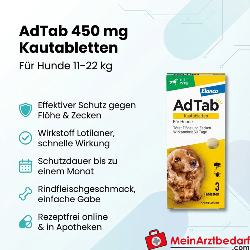 AdTab 450 mg Lotilaner compresse masticabili 3 pezzi per cani 11-22 kg