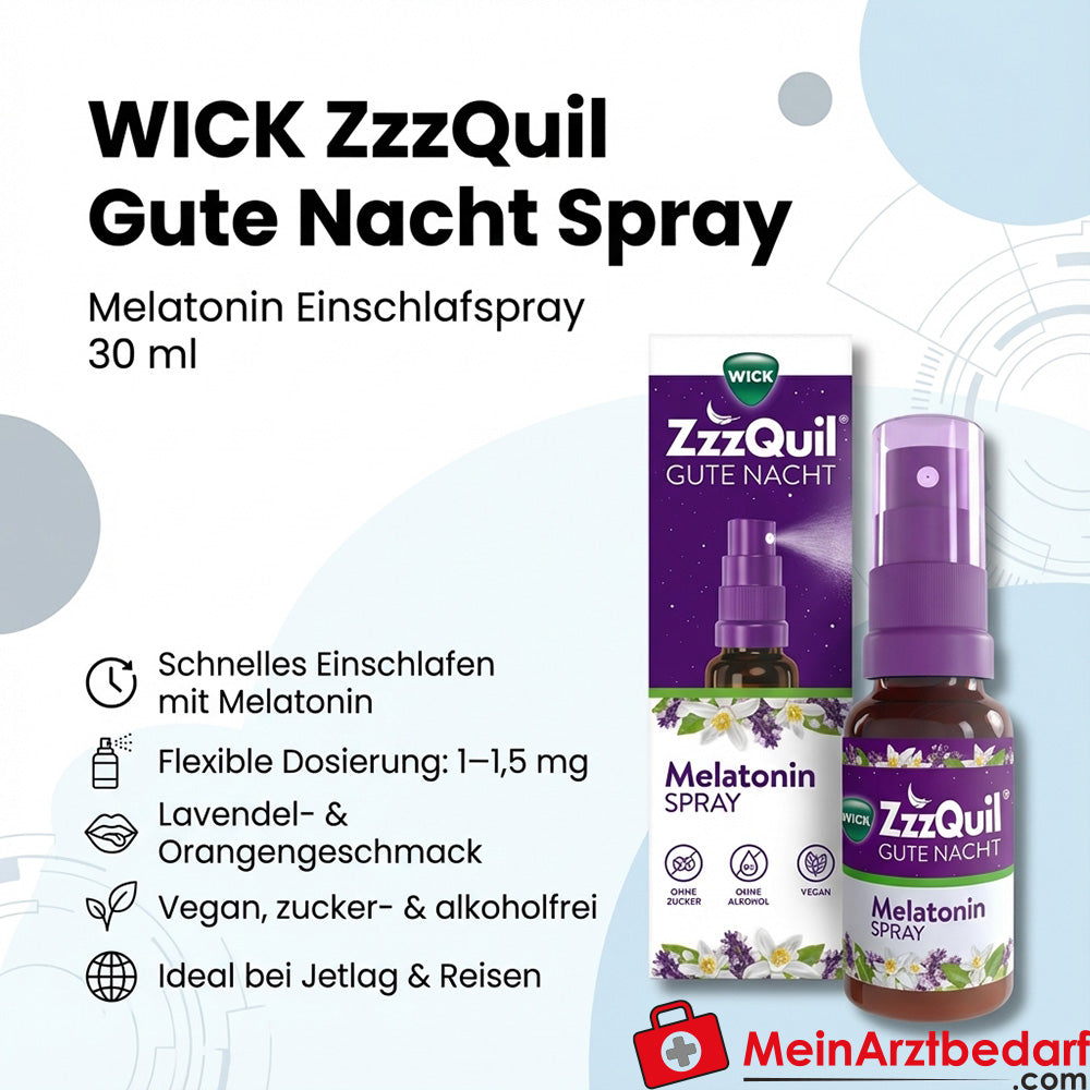 WICK ZzzQuil Gute Nacht Spray Melatonin 1–1,5 mg pro Dosis Einschlafspray 30 ml