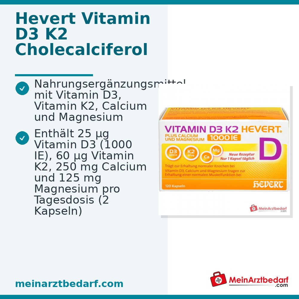 Hevert Vitamin D3 K2 Kapseln 1000 IE, 120 St.