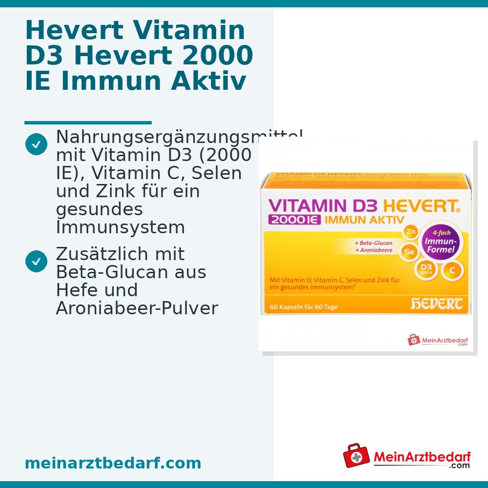 Hevert Vitamin D3 2000 IE Immun Aktiv Vitamin Kapseln, 60 St.