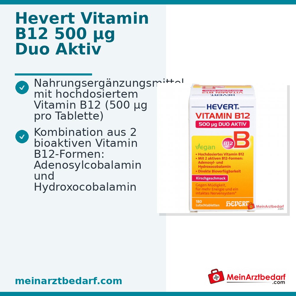 Hevert Vitamine B12 500 µg Duo Aktiv Comprimés à sucer, 180 pièces.