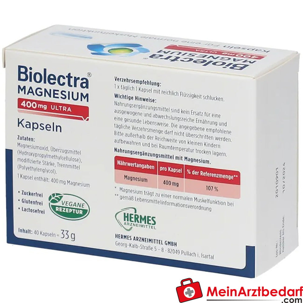 Biolectra® Magnesium 400mg ultra Kapseln, 40 St..