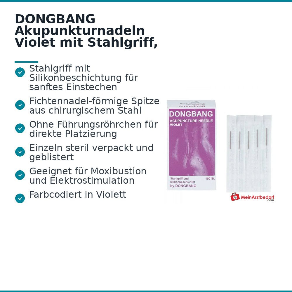 Dongbang Akupunkturnadeln mit Stahlgriff, 100 Stk..