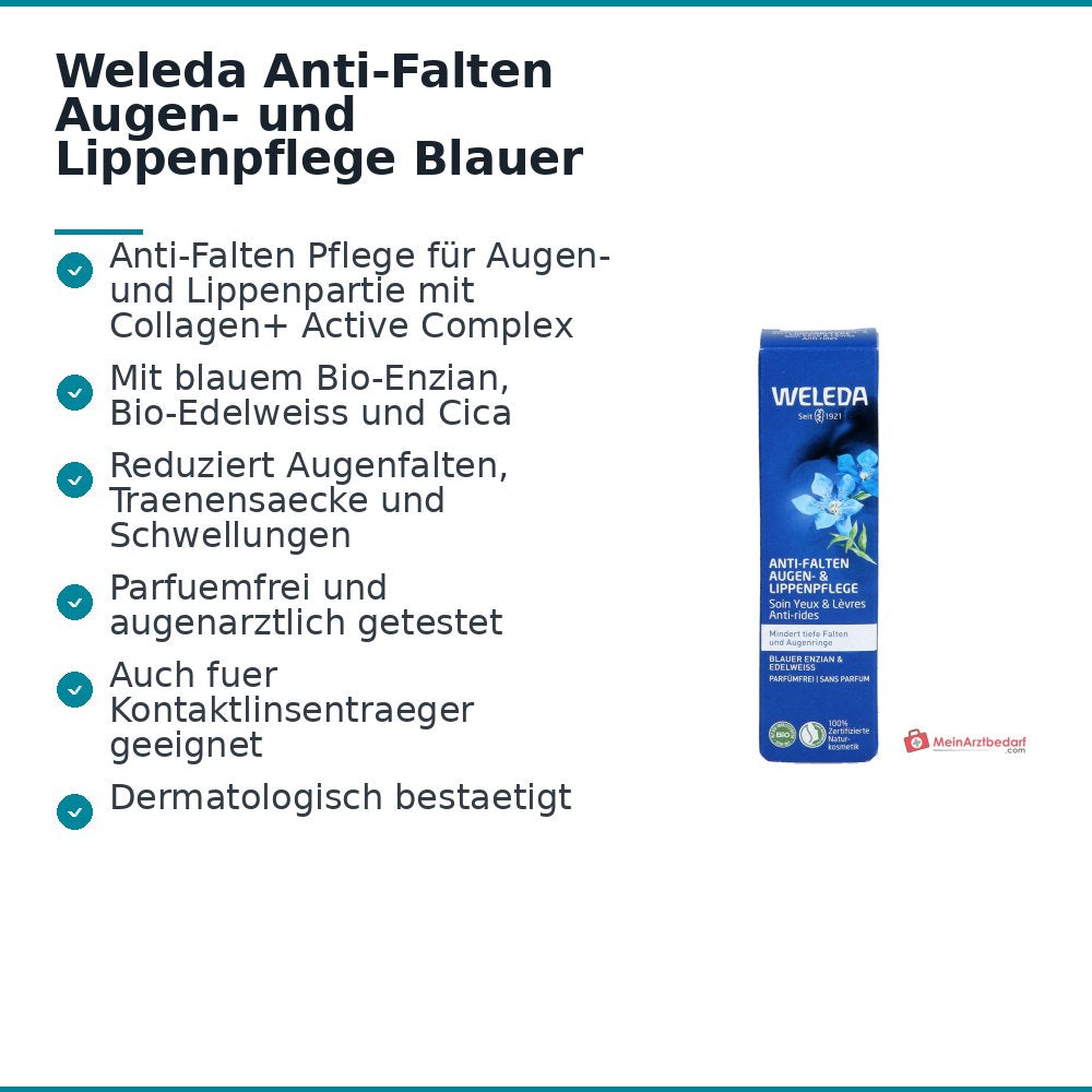 Weleda Anti-Falten Augen- und Lippenpflege Blauer Enzian & Edelweiss, 10 ml