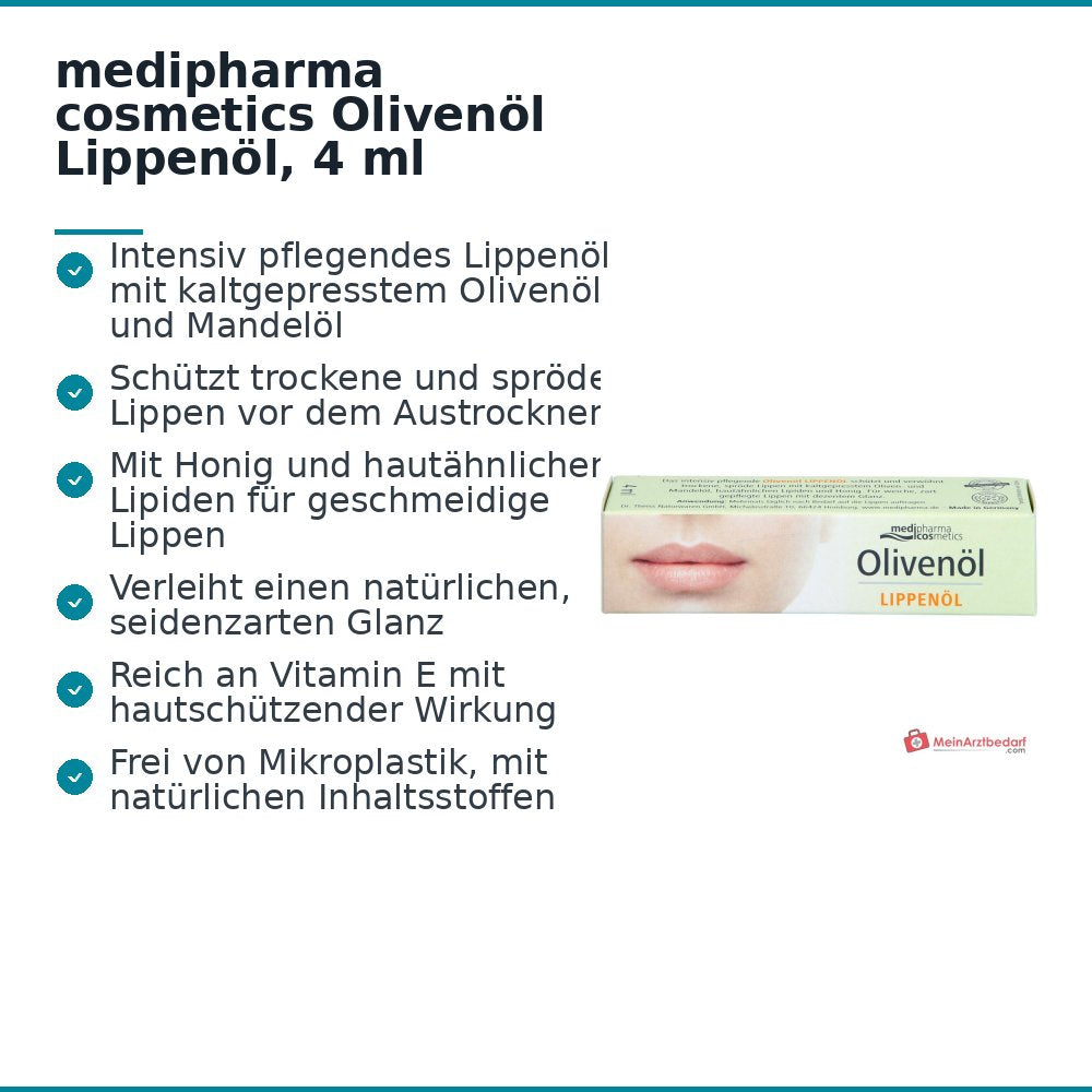 medipharma cosmetics Huile pour lèvres à l'huile d'olive, 4 ml