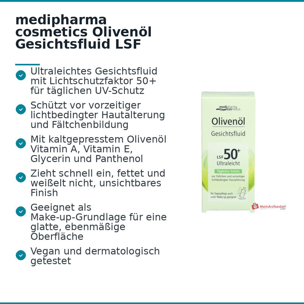 medipharma cosmetics Fluido Facial de Aceite de Oliva SPF 50+, 50 ml