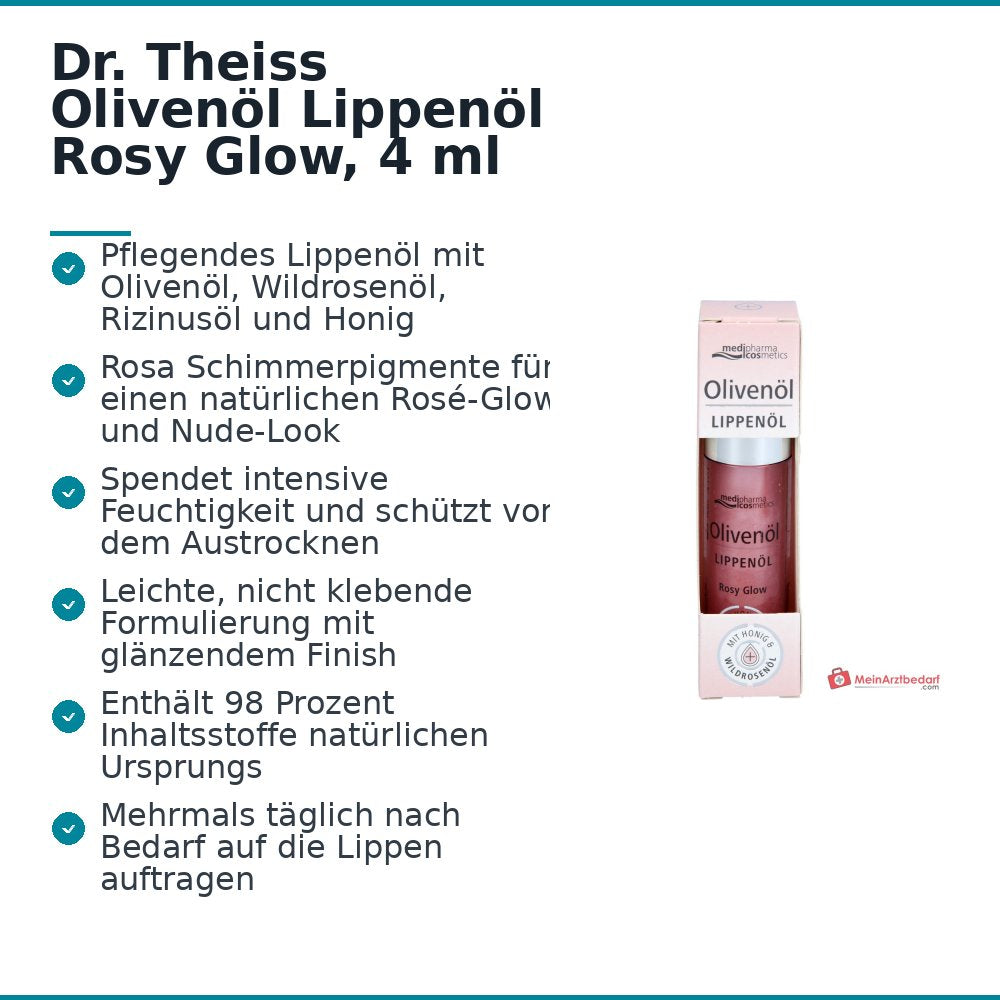 Dr. Theiss Olijfolie Lippenolie Rosy Glow, 4 ml