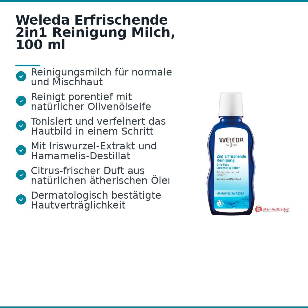 Weleda Verfrissende 2in1 Reinigingsmelk, 100 ml
