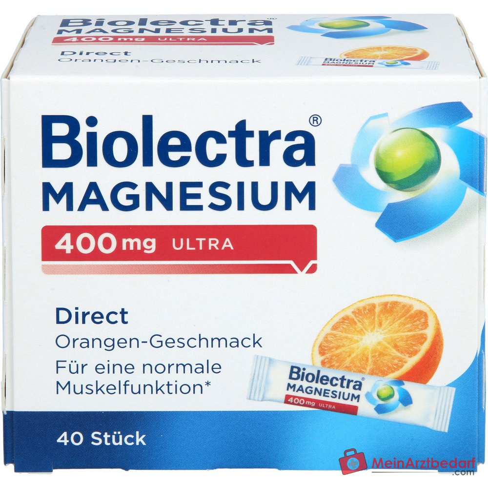 Biolectra Magnesium 400 mg ultra Direct Orangengeschmack Micro-Pellets, 40 Sticks.