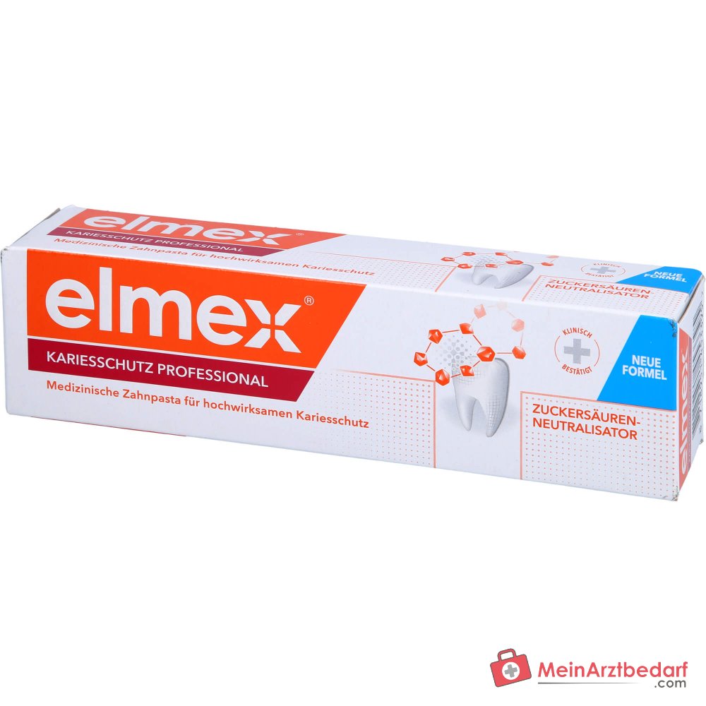 elmex Kariesschutz Professional Zahnpasta mit Zuckersäuren-Neutralisator / Fluorid / Kalzium, 75 ml.